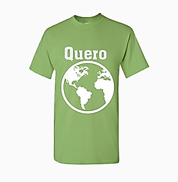 QUERO YEŞİL RENK DÜNYA BASKILI T-SHİRT