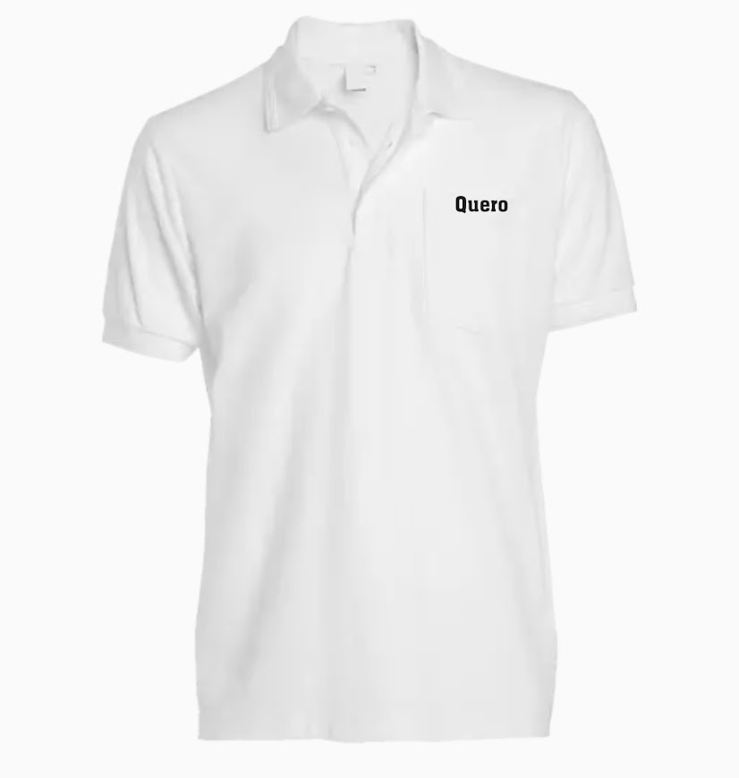 QUERO YAZILI BEYAZ POLO YAKA T-SHİRT